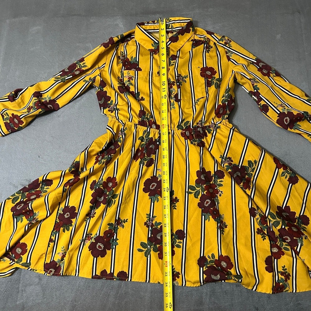 Live 4 Truth Floral Dress Womens L Yellow Button Front Handkerchief Hem Boho - Picture 7 of 11